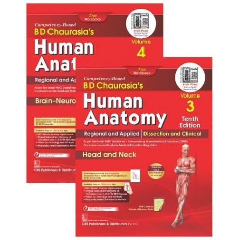 BD Chaurasia's Human Antomy-Vol 1 , 2 , 3 & 4 - Set of 4 Books-10th/Ed. 2025- with Free Workbooks + QR Code for Online Material -  by B. D. Chaurasia 