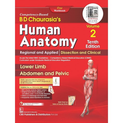 BD Chaurasia's Human Antomy-Vol 1 , 2 , 3 & 4 - Set of 4 Books-10th/Ed. 2025- with Free Workbooks + QR Code for Online Material -  by B. D. Chaurasia 