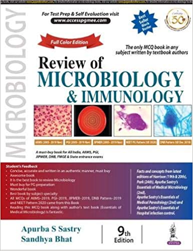 Review of Microbiology & Immunology   Paperback – 1 January 2020   by Apurba Sankar Sastry (Author),    Sandhya Bhat (Author) 